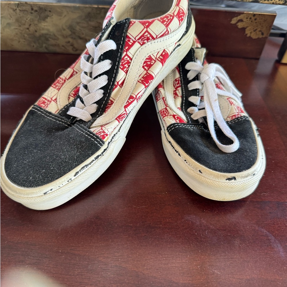 Vans White and Red Sneakers